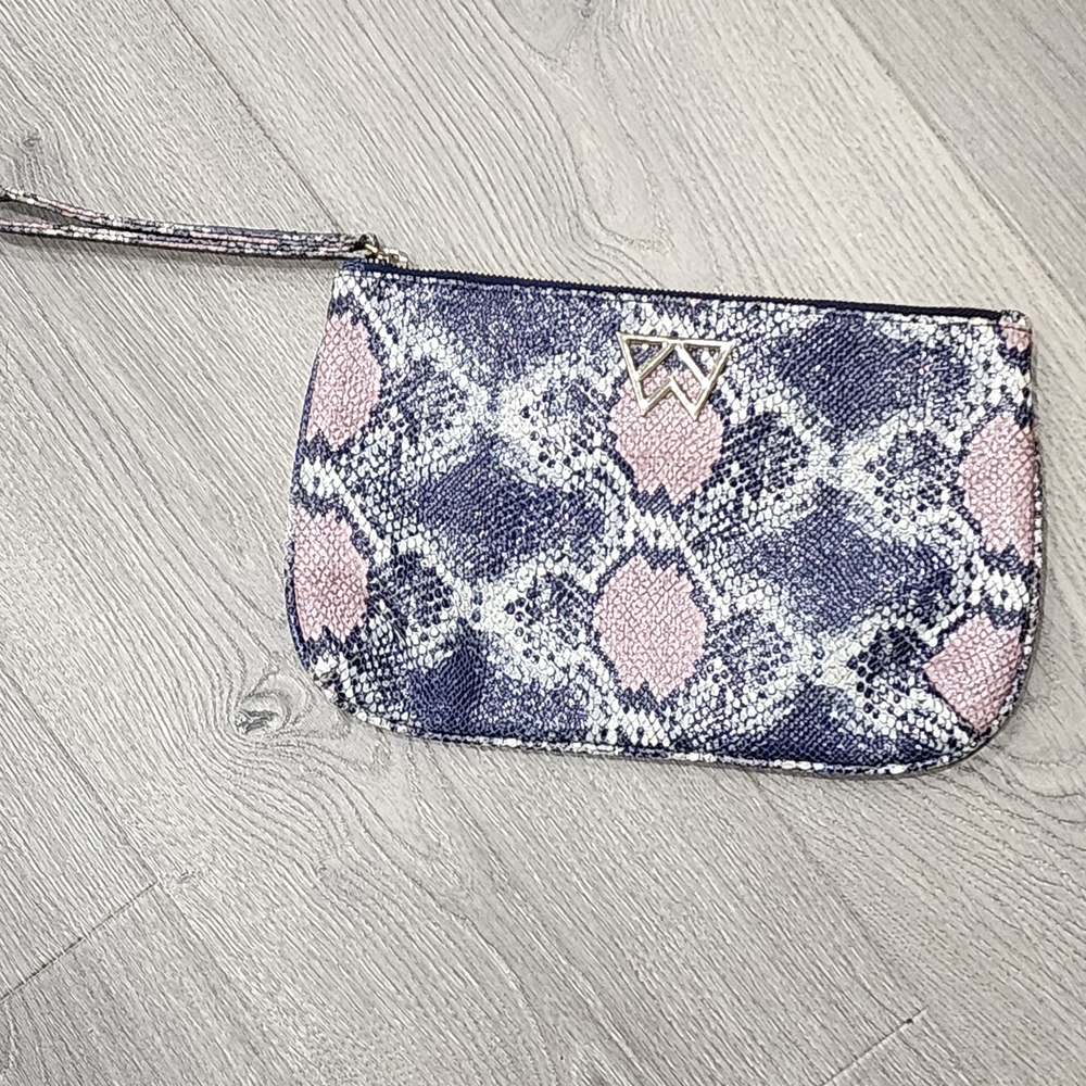 Kelly Wynne Stylish Snakeskin Clutch - Blue and Pink